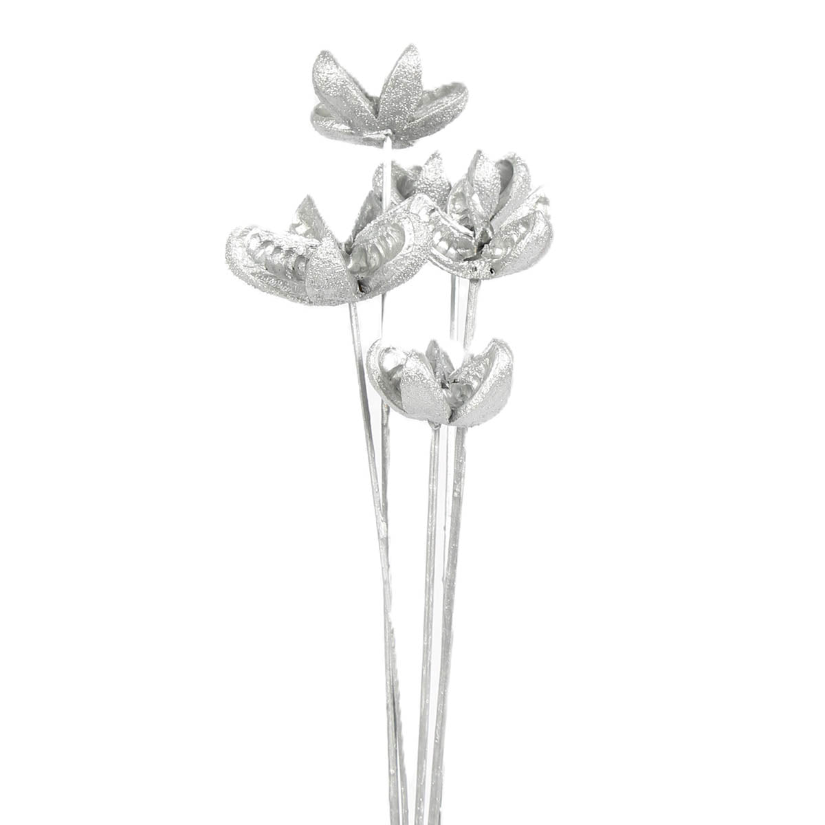 bullet flowers - 5 stem - silver metallic
