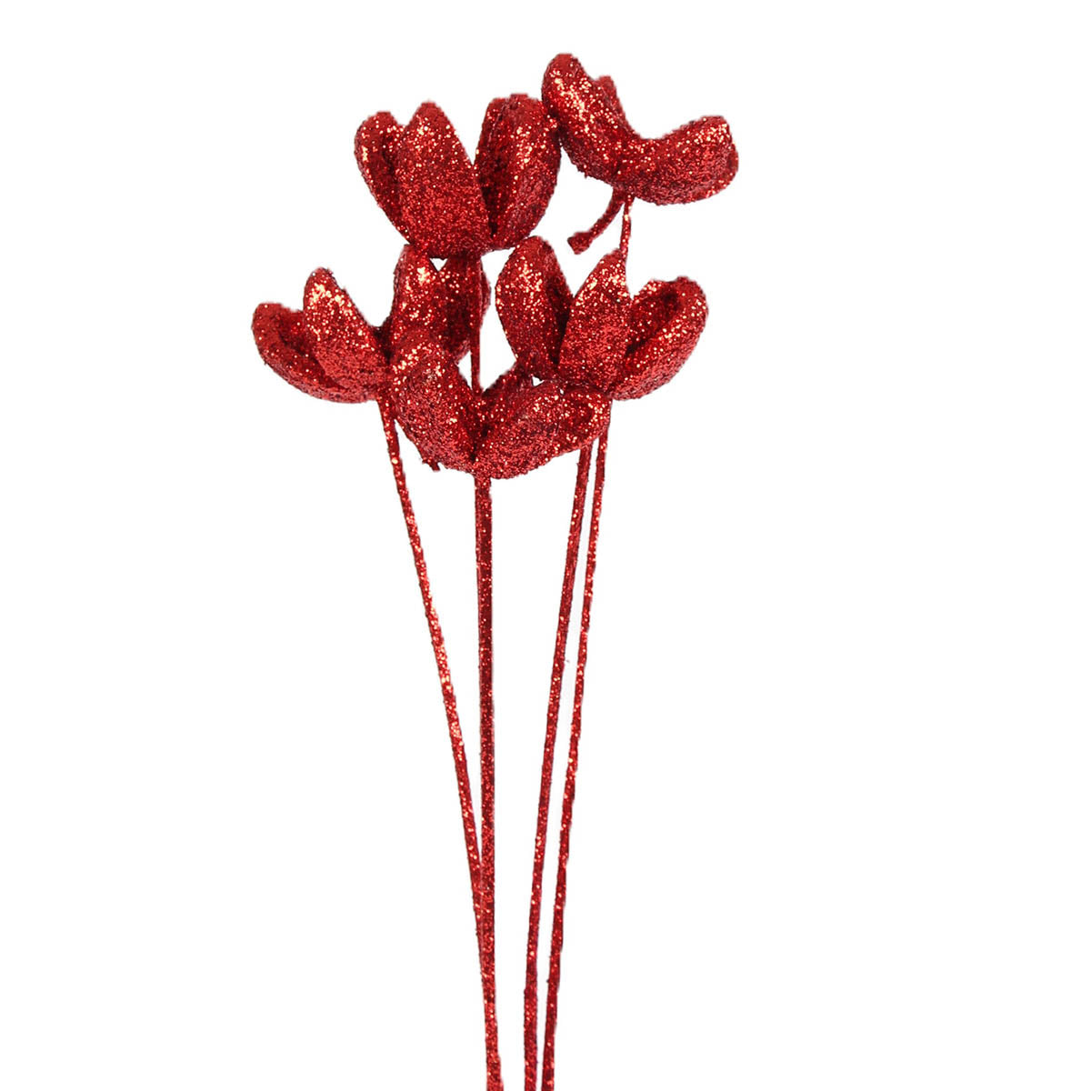 bullet flowers - 5 stem - red glitter