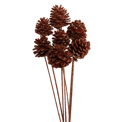 pine cones regular (5 stem) copper glitter