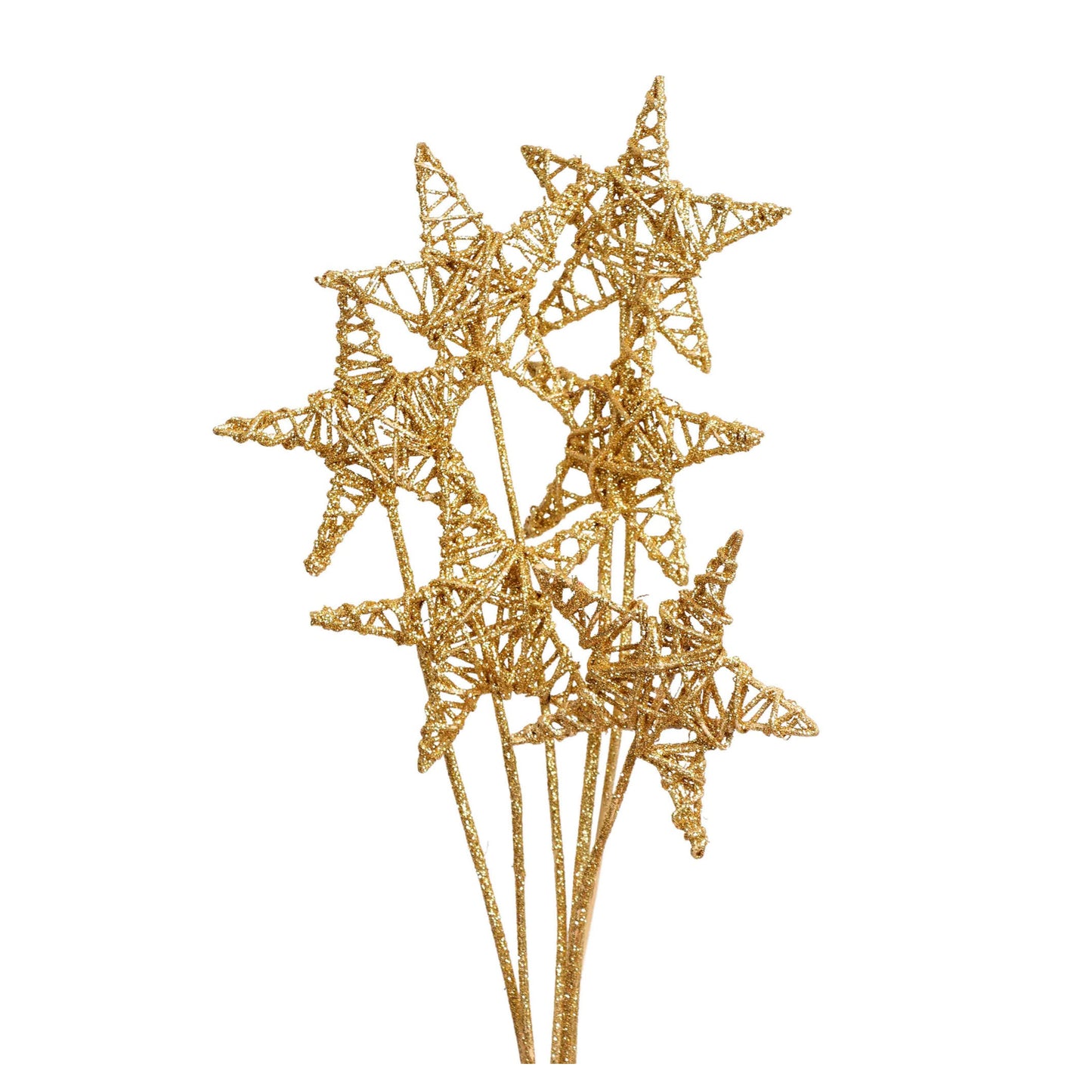 lata star 15cm (6 stem) gold glitter