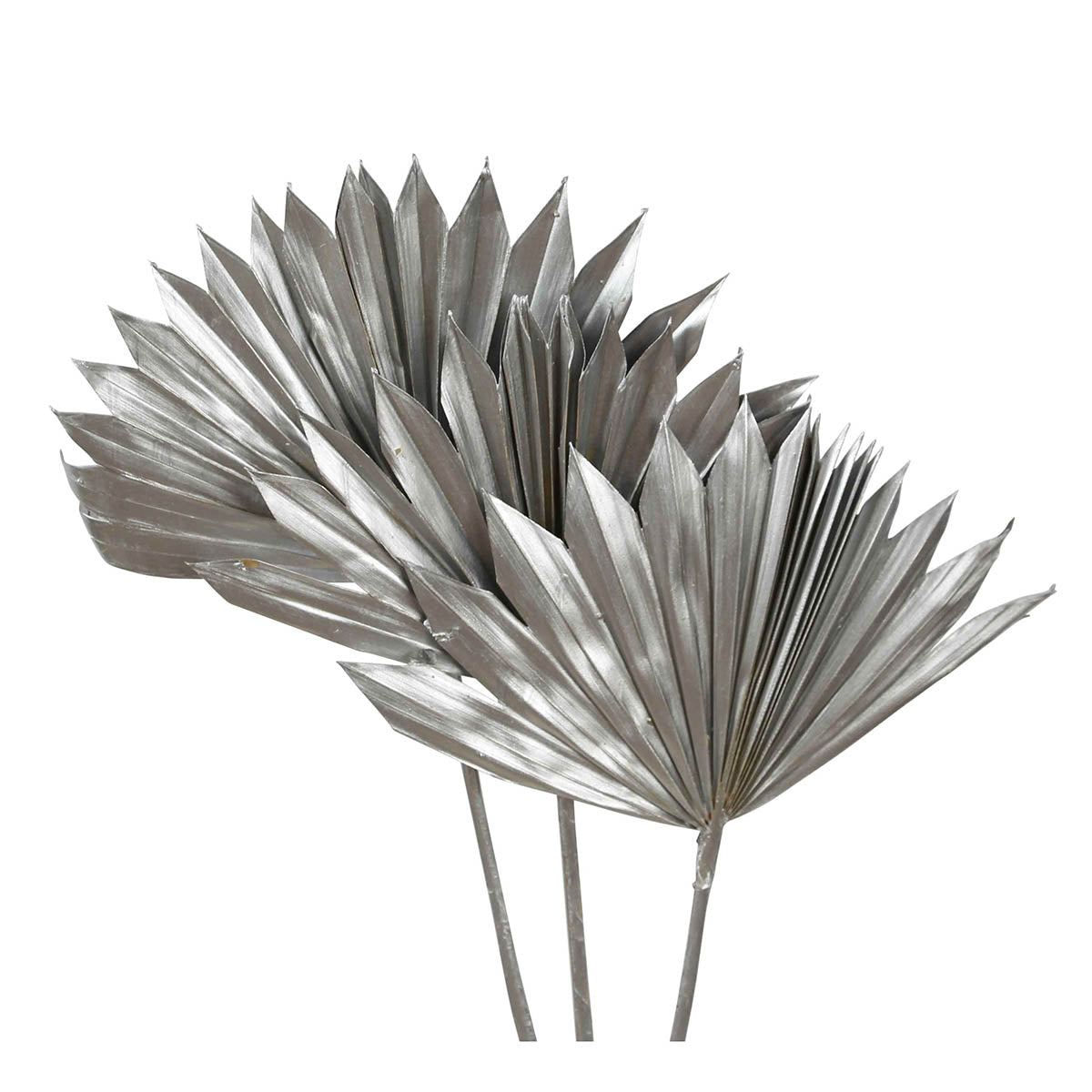 palm leave - sun cut - silver metallic - 3 stem