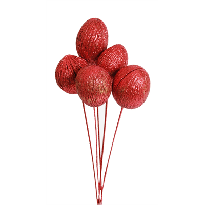 mintola balls - 6 stem - red glitter