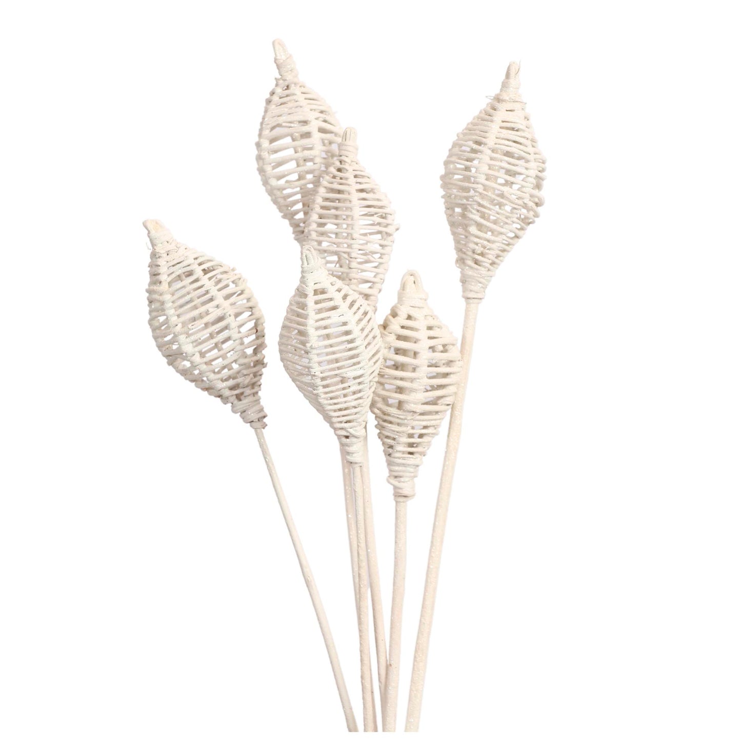 lantern (6 stem) white glitter