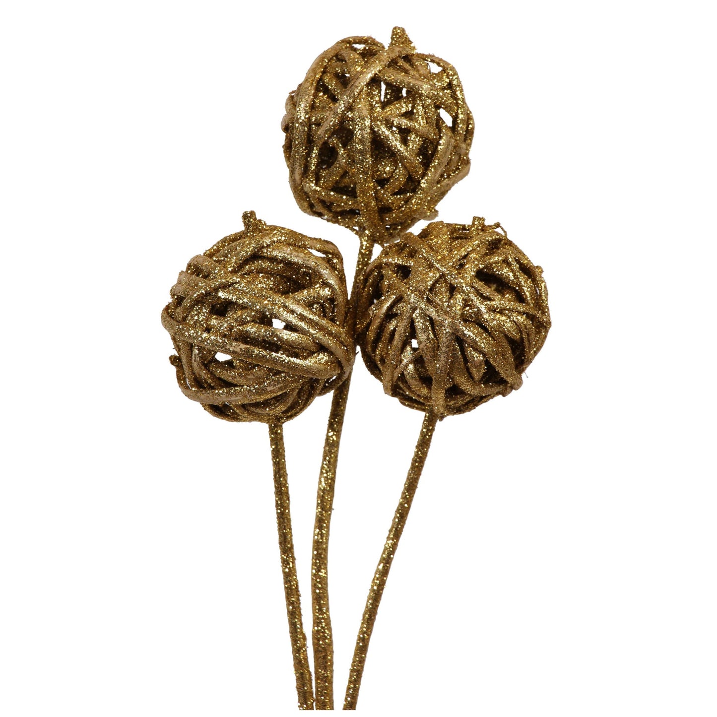 kamboi balls - 8cm - 3 stem - gold glitter