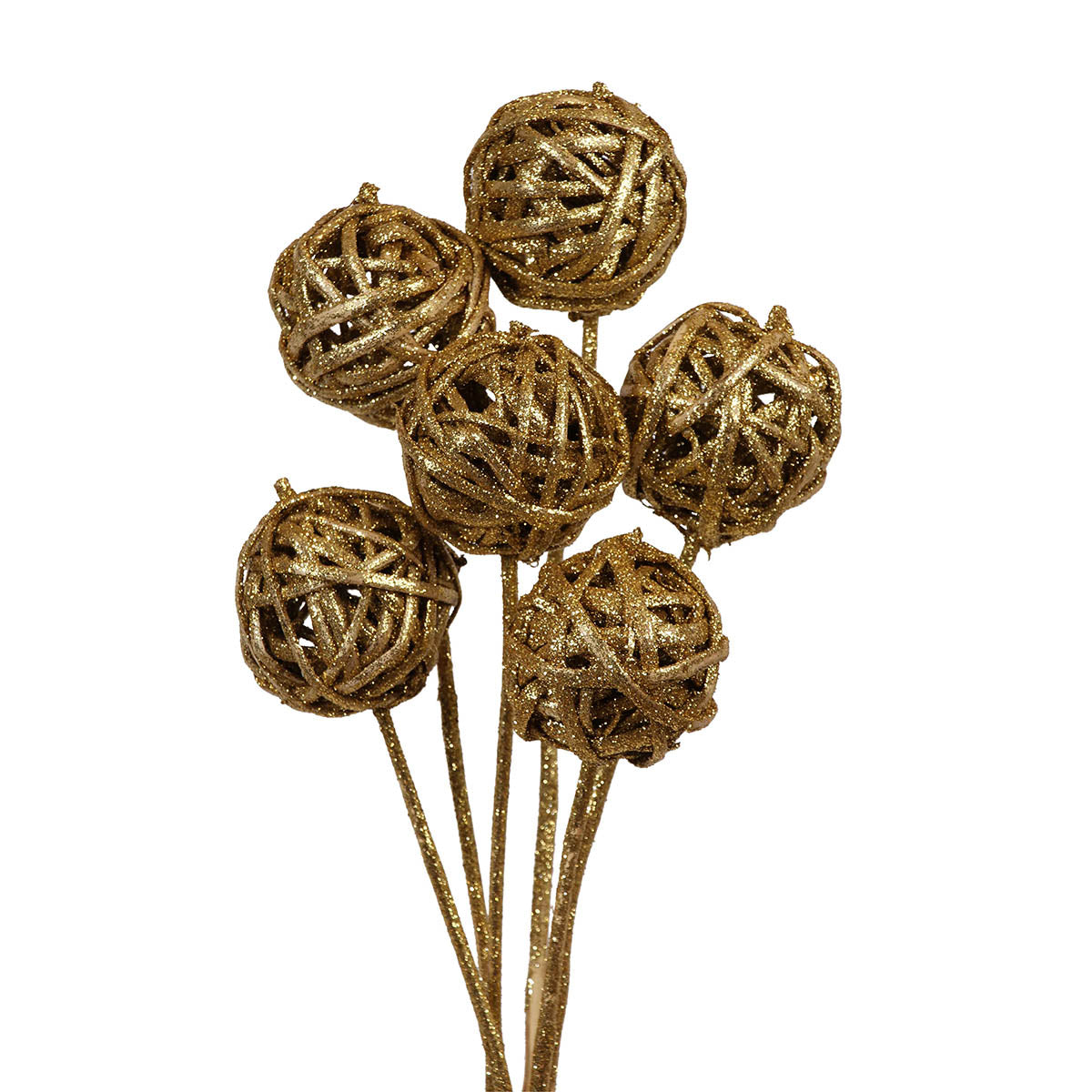 kamboi balls 8 cm on stem - gold glitter - bulk - 150/case