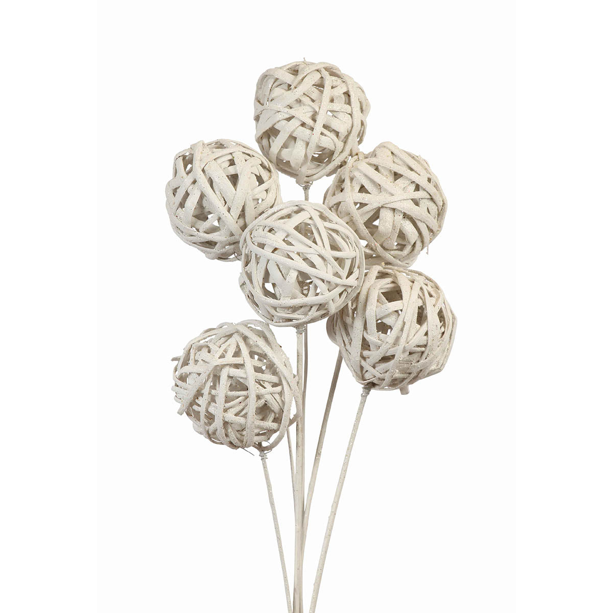 kamboi balls - 8cm - 6 stem - white glitter