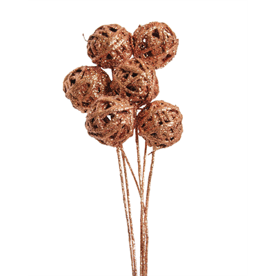 kamboi balls - 8cm - 6 stem - copper glitter