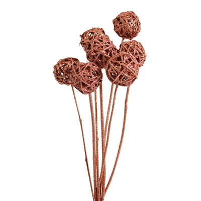 kamboi balls 6cm - stem - copper glitter - bulk - 200/case