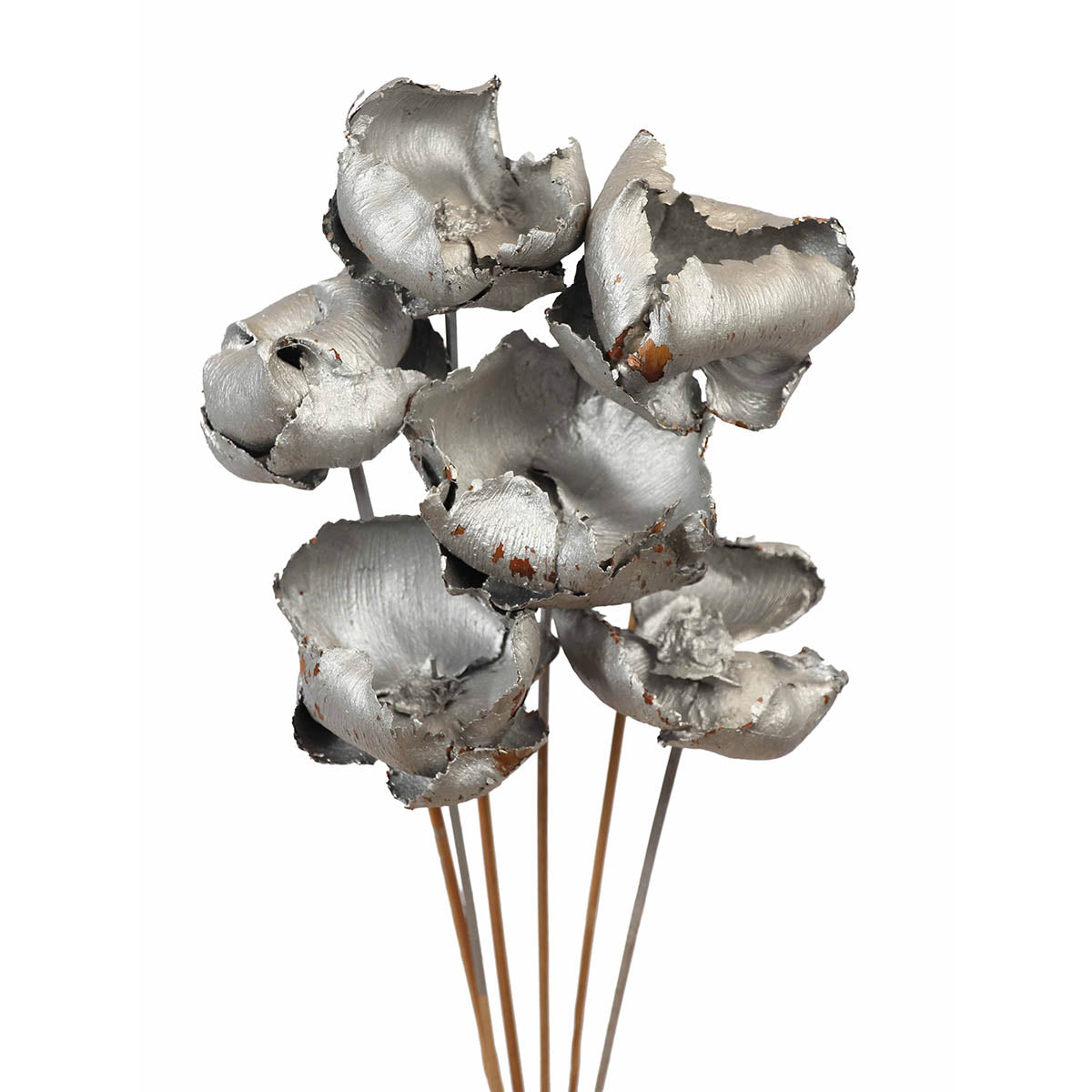 palm caps - 6 stem - silver metallic