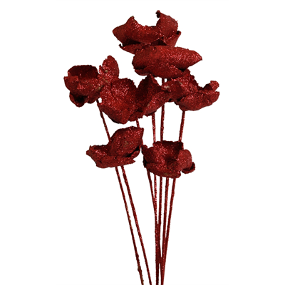 palm caps - 6 stem - red glitter