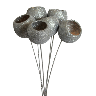 bell cups - 7 stem - silver glitter