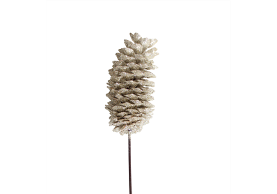 sugar pine cones - 1 stem - champagne glitter
