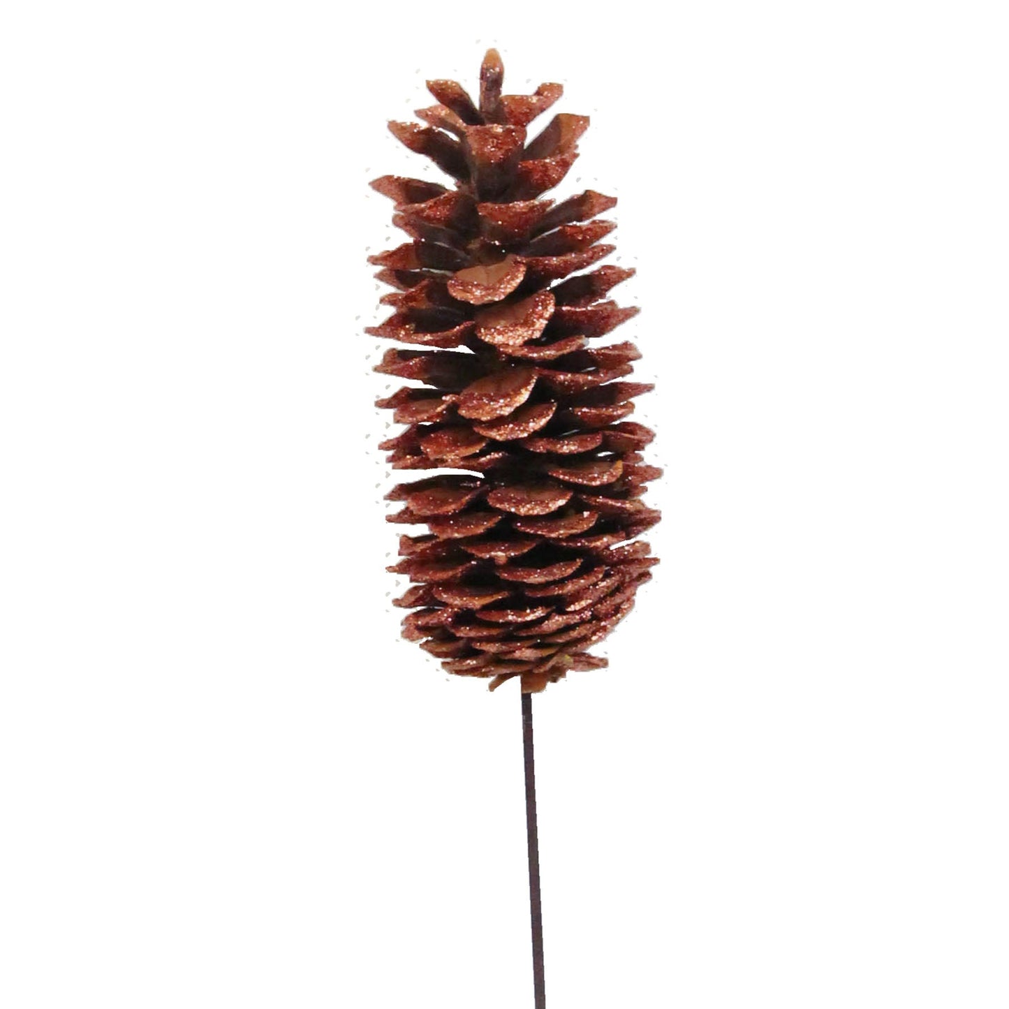 sugar pine cones - 1 stem - copper glitter
