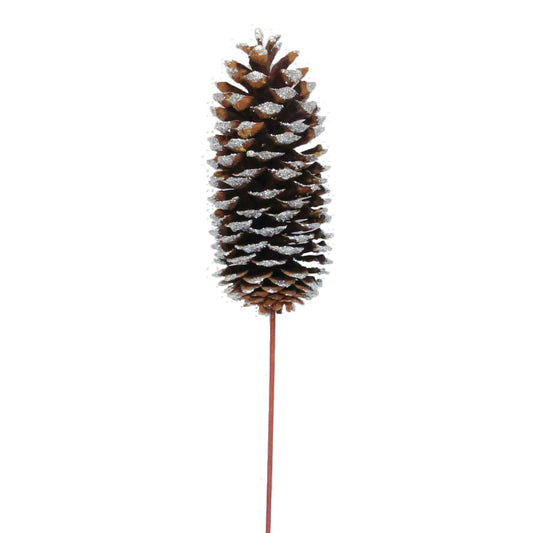 sugar pine cones - 1 stem - silver glitter