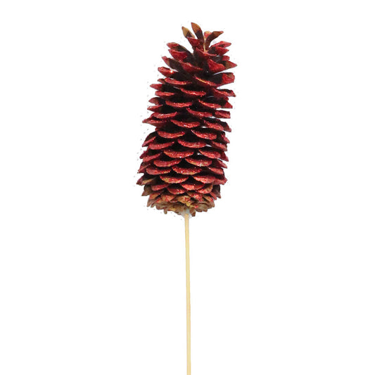 sugar pine cones - red glitter - bulk - 30/case