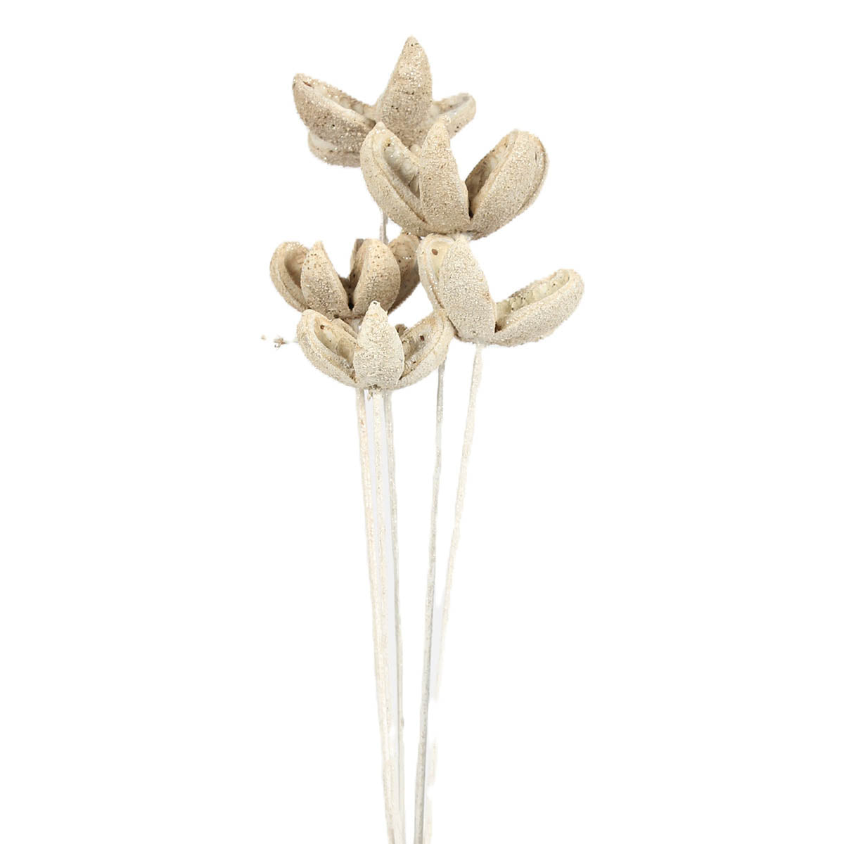 bullet flowers - white glitter - bulk - 200/case