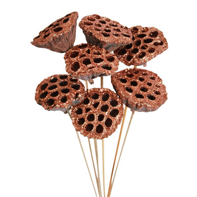 lotus pods - stem - copper glitter - bulk - 125/case