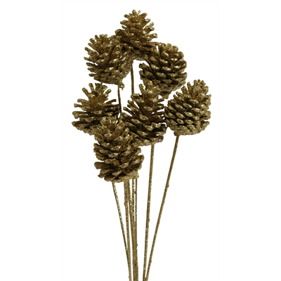 pine cones regular (5 stem) gold glitter