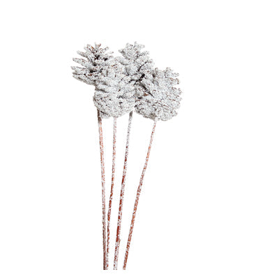 pine cones regular - stem - snow - bulk - 300/case
