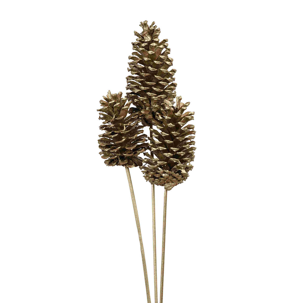 pine cones large - 3 stem - champagne metallic