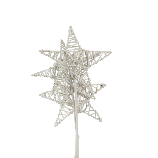 jumbo lata star - 20cm - 3 stem - white glitter