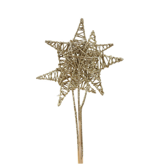 jumbo lata star - 20cm - 3 stem - champagne glitter