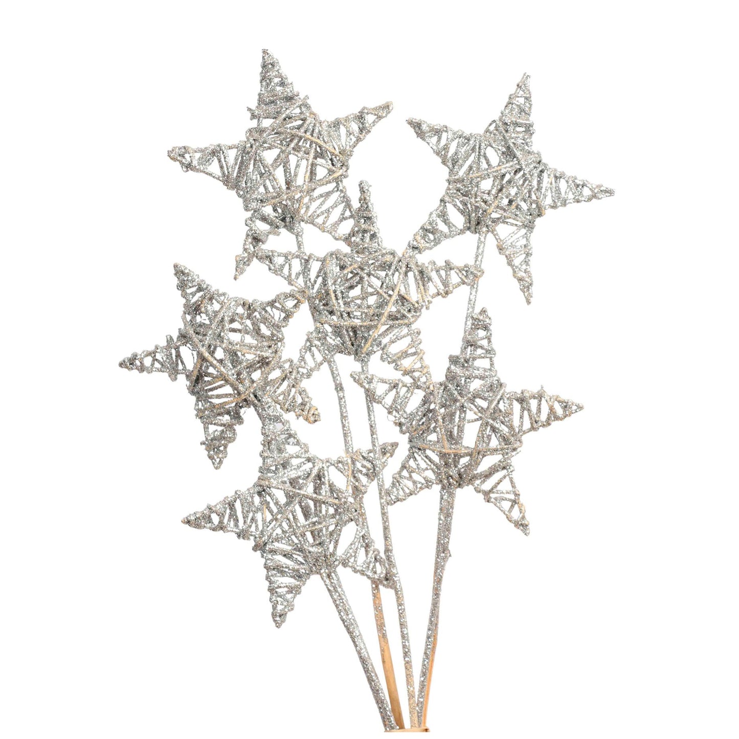 lata star 15 cm - silver glitter - bulk - 100/case