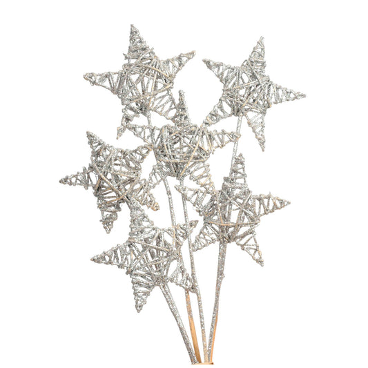 lata star 15 cm - silver glitter - bulk - 100/case