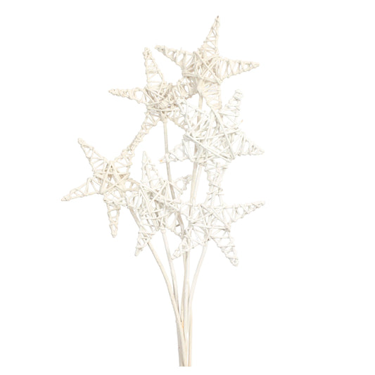 lata star 15cm (6 stem) white glitter