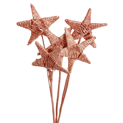 lata star 15cm (6 stem) copper glitter