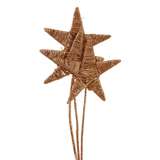 jumbo lata star - 20cm - 3 stem - copper glitter