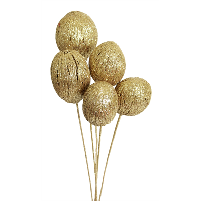 mintola balls - 6 stem - gold glitter