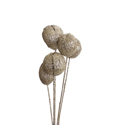 mintola balls - stem - champagne glitter - bulk - 125/case