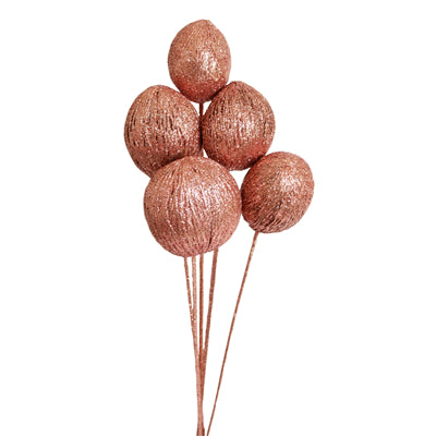 mintola ball - copper glitter - stem - bulk - 125/case