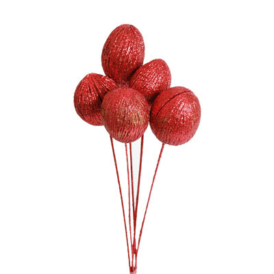 mintola balls stem - red glitter - bulk - 125/case