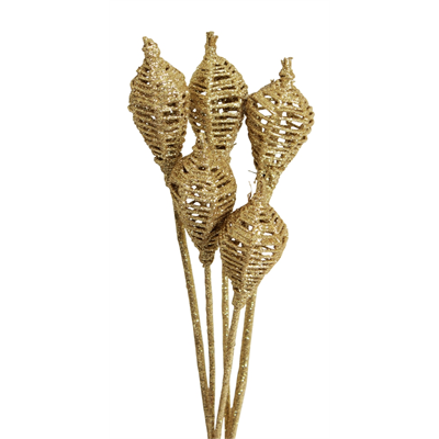 lantern - 6 stem - gold glitter