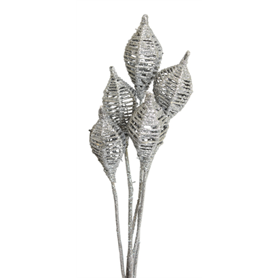 lantern - 6 stem - silver glitter