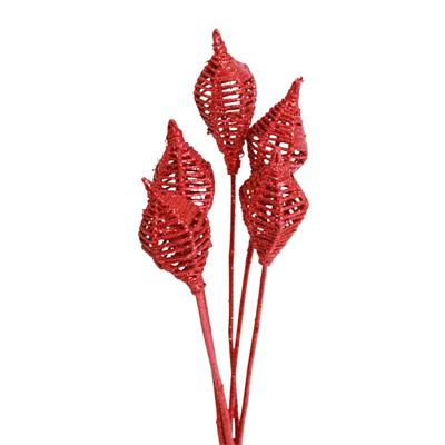 lantern - 6 stem - red glitter