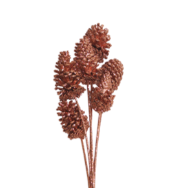 pine cones medium - 8 stem - copper glitter