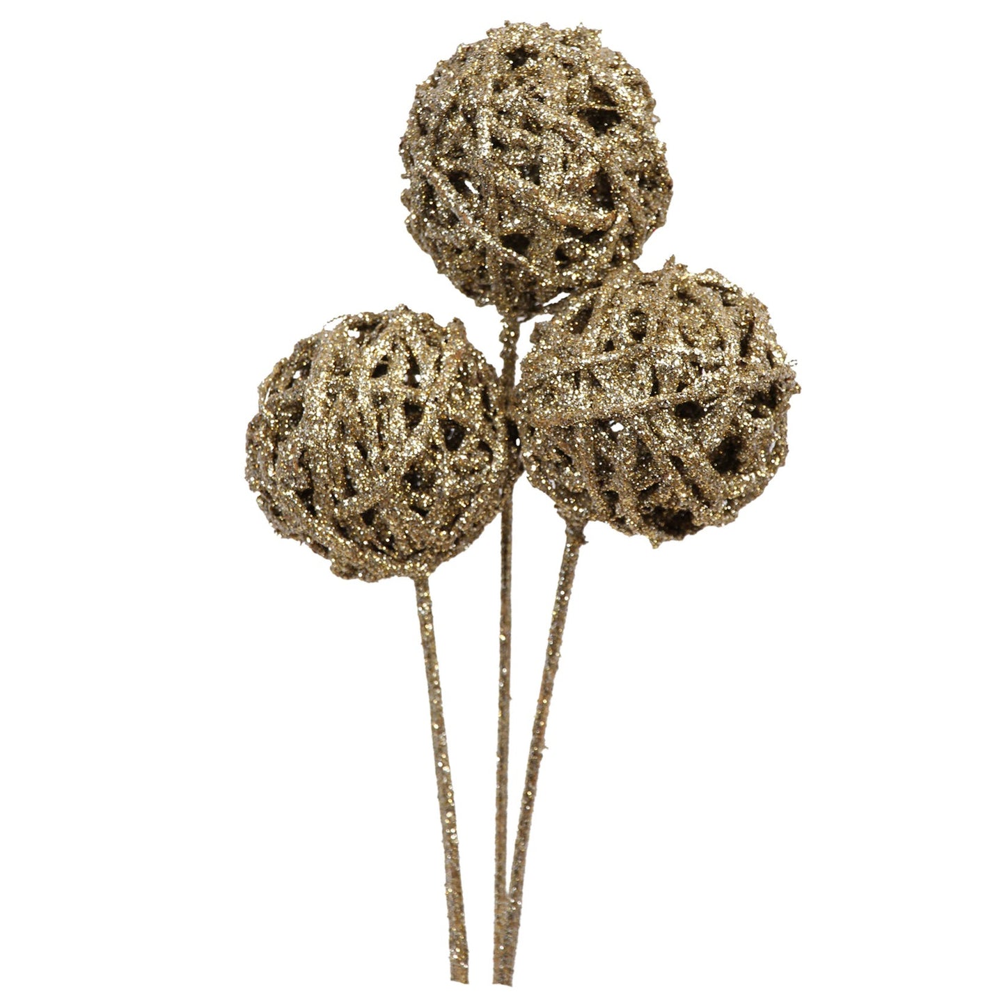 kamboi balls - 8cm - 3 stem - champagne glitter