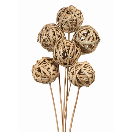 kamboi balls 8 cm on stem - natural - bulk - 150/case