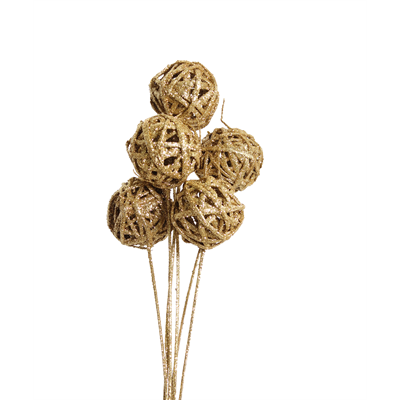 kamboi balls - 8cm - 6 stem - gold glitter