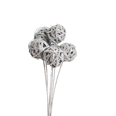 kamboi balls - 8cm - 6 stem - silver glitter