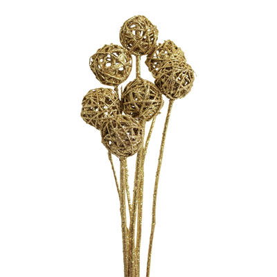 kamboi balls - 6cm - 10 stem - gold glitter