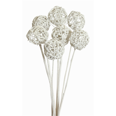 kamboi balls - 6cm - 10 stem - white glitter