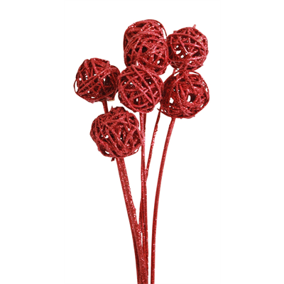 kamboi balls - 6cm - 10 stem - red glitter