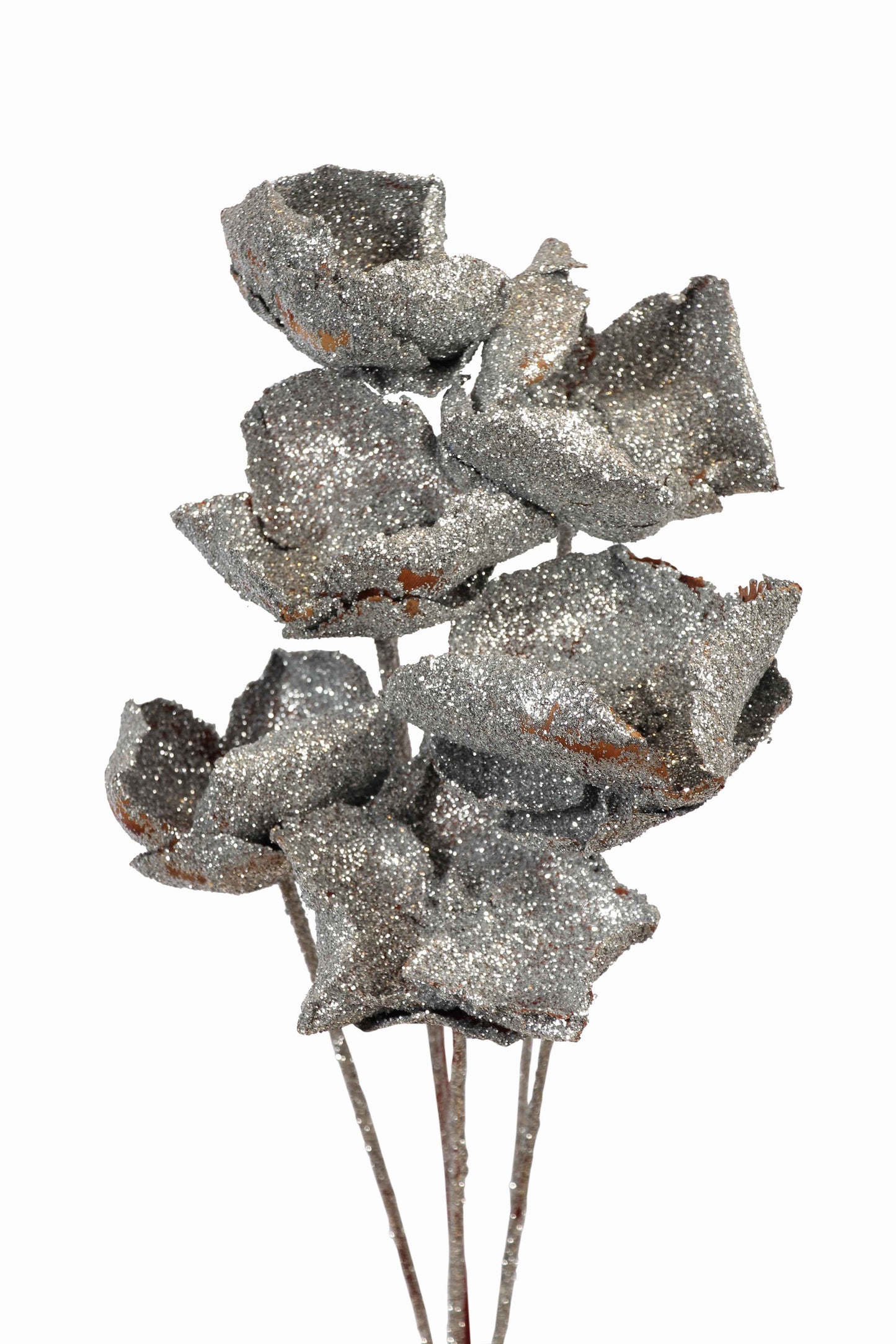 palm caps - stem - silver glitter - bulk - 80/case