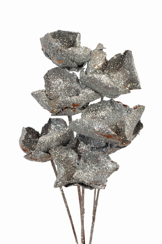 palm caps - stem - silver glitter - bulk - 80/case