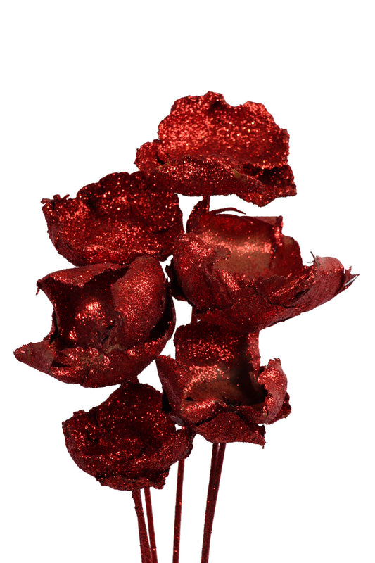 palm caps - stem - red glitter- bulk - 80/case