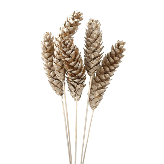 strobus pine cones - champagne metallic - bulk - 120/case